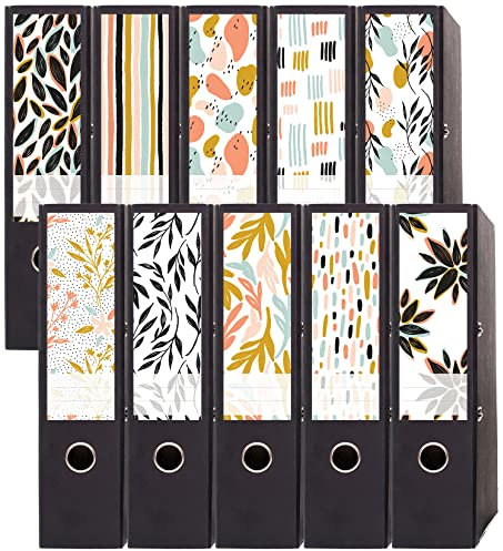 Ordnerrücken selbstklebend und absolut blickdicht für breite Ordner - 10 Stück Ordner Rückenschilder sorgen für Überblick - dekorative und hochwertige Ordner Etiketten zum Beschriften