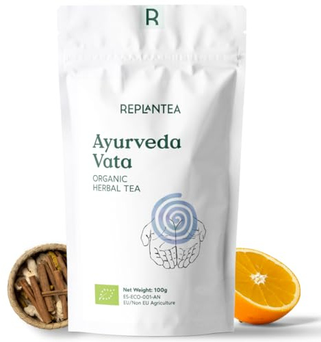 Ayurveda Tea Vata Organic 100g (50 Cups) | Herbal Loose Leaf Tea with Liquorice, Ginger, Cinnamom, Fenugreek, Cardamom, Orange REPLANTEA