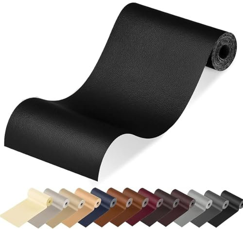 MICTER Leder Patch Selbstklebend, 40 x 200cm Kunstleder Selbstklebend, Reparatur Kit für Möbel, Sofa, Autositze, Taschen - Schwarz