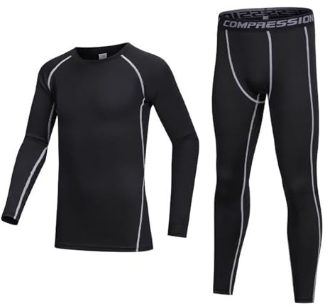 Kids Base Layer Boys Thermal Football Skin Compression Sets for 6~13 Age | Rugby Skin, Sport Thermal, Long Sleeve Top & Bottom Sets