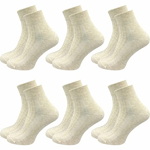 GAWILO Calzini benessere da donna (6 paia), senza elastico in vita e senza cuciture, calze venose con elastico e zone di carico rinforzate, beige., 35-38