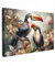 MuchoWow© Bilder Groß 120x80 cm XXL Wohnzimmer Deko Modern Wandbild Foto auf Leinwand Bild Schlafzimmer Room Decor Geschenke Tukan - Vögel - Blumen - Dschungel