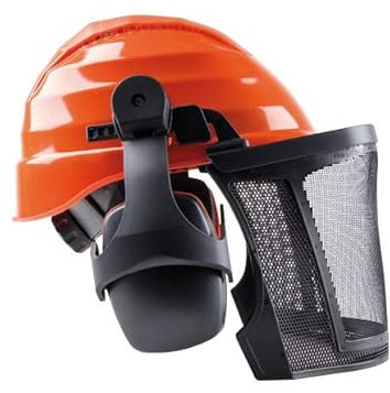 Rockman C6A Casque forestier avec visière et Protection auditive Orange