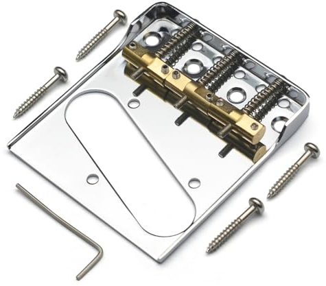 SAPHUE Dual Load Guitar Bridge with Cut-down Sides w/Compensated Brass Saddles for TL Guitar