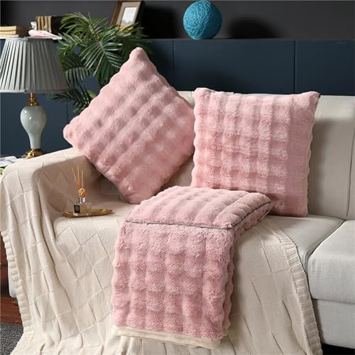 Hixingo Couverture et Oreiller de Voyage 2 en 1, Couverture et Coussin de Voyage Multifonctional Doux et Chaud Plaids Couverture Hiver pour Canapé TV (50 * 50cm,Rose (Taffetas))