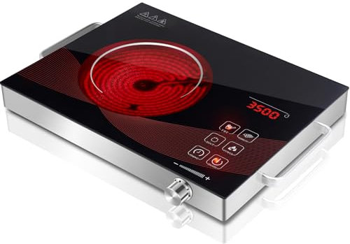 Nardea Placa de Cocina Electrica Portatil 1 Fuego 2200W, Placa de Cocina Electrica Pequeña con Controles Táctiles y 18 Niveles de Potencia, Placa de cocción Para, viajes y campings.