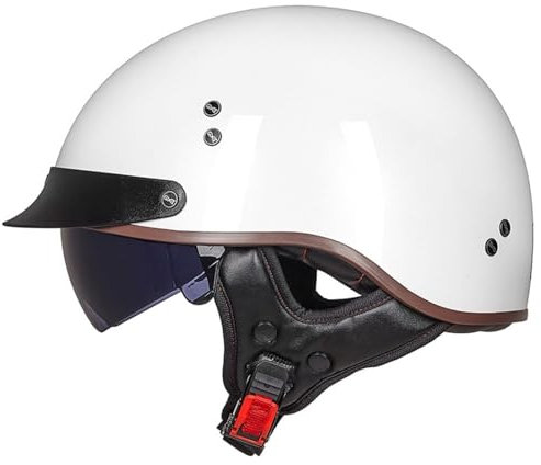 VVPEC Retro Helm Moped Halbschalenhelm mit ECE-Zertifizierung Rollerhelm Cruiser Chopper Skateboardhelm Antikollisionshelm Motorradhalbhelm mit Visier für Damen und Herren Erwachsene(13,L=59-60CM)