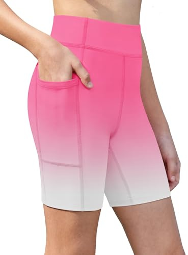 Zaclotre Girls Bike Shorts with Pockets Kids 5 High Waisted Yoga Workout Athletic Running Volleyball Spandex Shorts