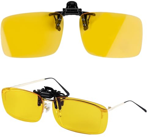 XiangJunly Polarised Anti-Dazzle Clip-on Night Driving Glasses, Photochromic Polarized Anti-Glare Night Vision, Clip-on Sunglasses for Women Men, UV400 Day Clear Vision