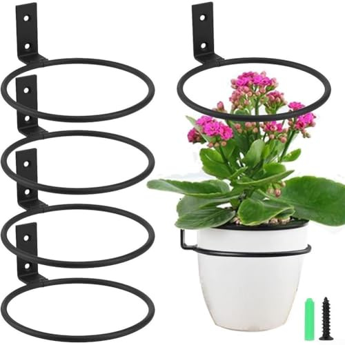 HEBEOT Lot de 6 supports pour pots de fleurs pour anneaux, support mural pliable pour pot de fleurs pour clôture de jardin, balcon, décoration de maison (20 cm)