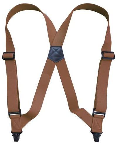 WWPMNQD Herrhängslen 3,8 x 125 cm mode män hängslen vuxen 2 klämmor sida plast hängslen rem för bälte skjorta byxor hängslen man suspender, Camel, en storlek