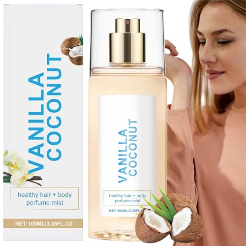 Vanilla Coconut Perfume,Body and Hair Perfume Spray,Coconut Vanill/a Hair and Bo/dy Spray,Effective Mist for Making Hair Smooth,Vani/lla Perfum/e,Long-Lasting Vanilla Body Spr/ay for Women,Body S/pray
