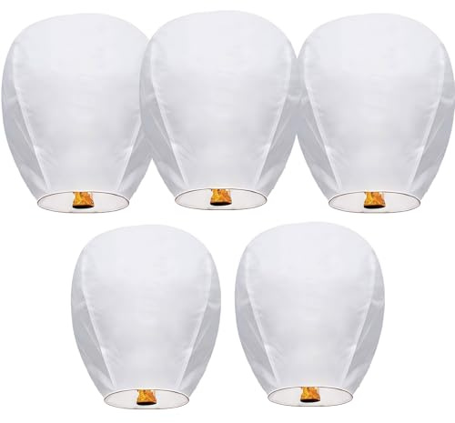 Chinese Lanterns, Sky Paper Lanterns Eco-Friendly 100% Biodegradable Materia or Outside Flying, Perfect for Birthdays Diwali, Halloween, Garden, Party, Wedding (5 Pack )