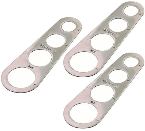 Generico Misuratore per Spaghetti in Acciaio 3 Pezzi 4 Fori Righello Dosatore per Porzioni Pasta Utensili da Cucina per Uso Domestico e Ristoranti Controllo Quantità per Dieta e Ricette
