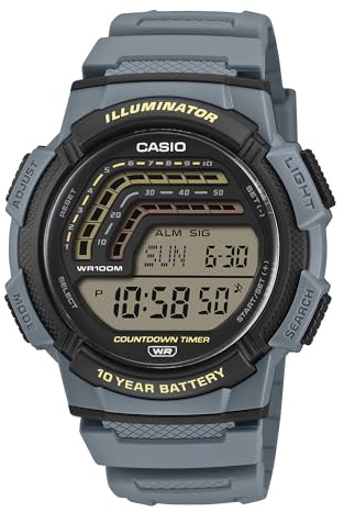 Casio Serie WS-1800 | Orologio Digitale | Blu | Illuminatore LED con Luminosità Posteriore | Allarme | Ora Mondiale | Calendario automatico completo