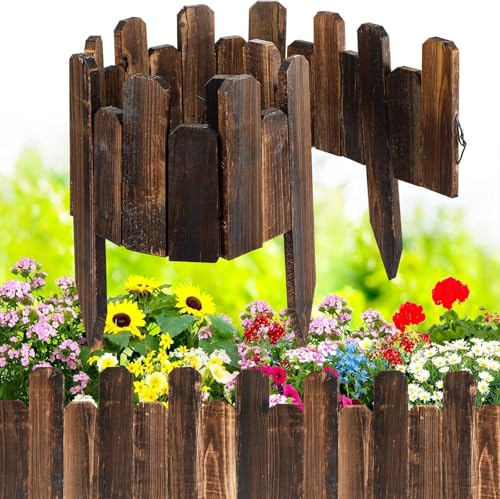 KAHEIGN Borde de Madera para Jardín, 20CM x 120CM Borde Flexible para Césped Valla Paisajística Sin Necesidad de Excavación con Spike para Bordes de Jardín, Parterres, Senderos y Proyectos DIY