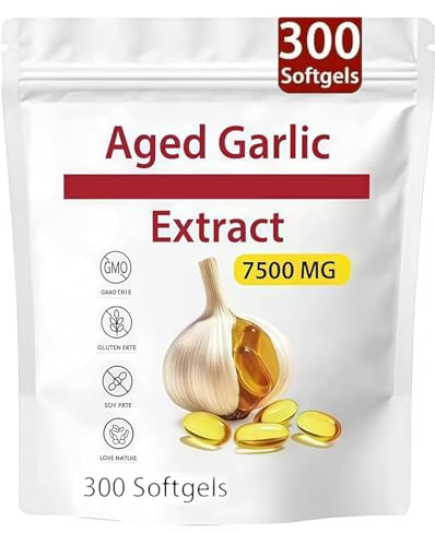 Aged Garlic Extract, 7500mg Odorless (300Pcs/Pack),Natural Black Garlic Extract, Month Natural Black Garlic Extract,for Men and Women