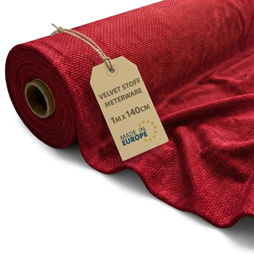Sammetstyg Metervara Mjuk Sammet 1 M x 140 cm – Möbeltyg Dekorationstyg för Kuddar Gardiner Patchwork Sömnad och Pyssel Slitstarkt Hudvänligt och Elegant Röd