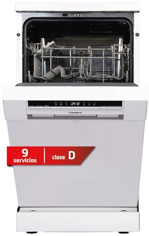 Corberó - Lavavajillas Plus 45cm | CLVG456W | 9 cubiertos | 6 programas | 4 Temperaturas | Display Led | Función Turbo Secado | Zona Dual | Inicio Diferido | Compatible con tablets 3 en 1 | Blanco