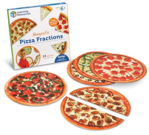 Learning Resources Fracciones de Pizza Magnéticas – Set Didáctico con Guía – Desde 6 Años – Manipulativos Visuales para Matemáticas en Aula y Hogar