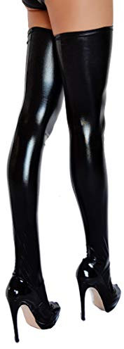 etrado fashion Halterlose Overknee Strümpfe in Wetlook Optik – Größe XXL