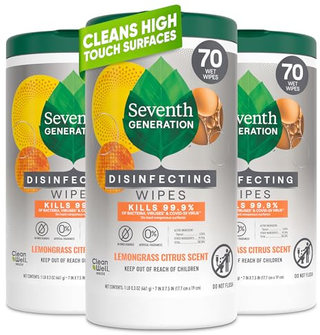 Seventh Generation Salviette disinfettanti multi-superficie, 70 confezioni (confezione da 3)