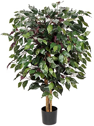 Árbol artificial de 3 pies, árbol artificial de ficus, árboles artificiales decorativos para sala de estar, plantas artificiales para interiores para decoración del hogar, decoración de oficina