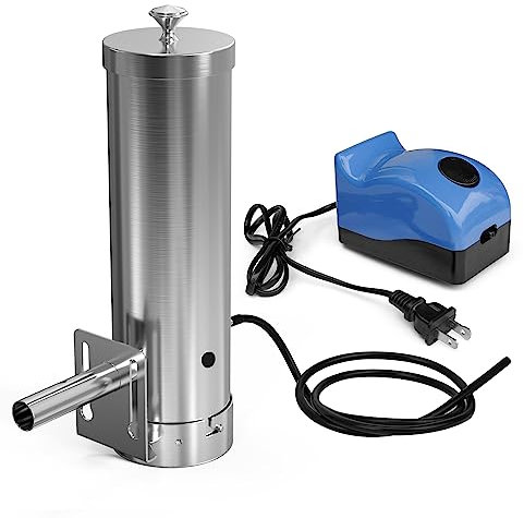 Kallröksgenerator med lock och luftpump, bärbar elektrisk grillrökare, träpellets utomhusrökare, grilltillbehör grillverktyg för kött, grönsaker, varm och kall rökning, rostfritt stål