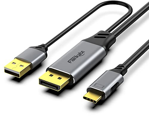 fairikabe DisplayPort auf USB C 4K60Hz, unidirektionale DisplayPort-Quelle auf USBC-Ausgang (Stecker auf Stecker), unterstützt berührbaren tragbaren Monitor, 1,2 DP auf Typ C, kompatibel mit MacBook