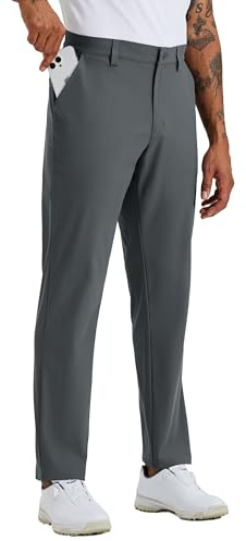 WILLIT Pantalones largos de tela para hombre, elásticos, pantalones de traje, pantalones de ocio, ligeros, monocolor, para negocios, uso diario, vacaciones, playa, con bolsillos, 32W / 32L