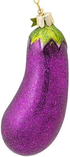 SIKORA Aubergine besondere Weihnachtskugel Glas Christbaumschmuck Deko Figur Weihnachten Anhänger Ornament - Trend Line - BS597