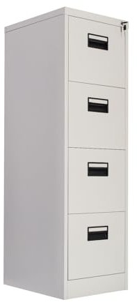 Frideko Filing Cabinets, Lockable Cabinets, 4 Drawers Metal Cabinet, Office Cabinet with Lock Utility Storage Cupboard Locker, Need to assembly (Light Grey)