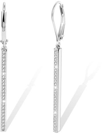 Silber 925 Ohrringe Damen, Lange Hängend Ohrringe Hypoallergene leichte Zirkonia Anhänger Ohrring Bar Hängend Ohrring Hängeohrringe Schmuck für Damen Mädchen