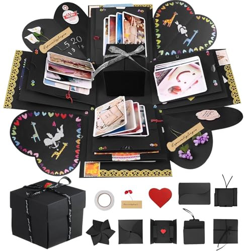 Explosion Box,Explosionsbox Bastelset,Fotobox Geschenk,Überraschungsbox Geburtstag,Überraschung Box,Überraschungsgeschenkbox,Geschenkbox Aufklappbar für Weihnachten Geburtstag Jubiläum Valentinstag