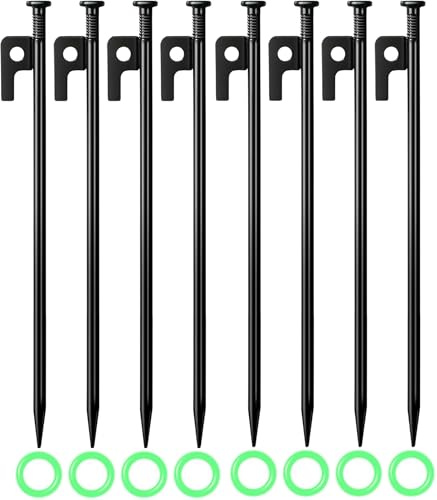 30 cm, anclaje al suelo, 8 unidades, estacas de tierra, estacas estables, de metal, estables, para tienda de campaña, resistente a las tormentas, clavos para tienda de campaña, camping, exterior y