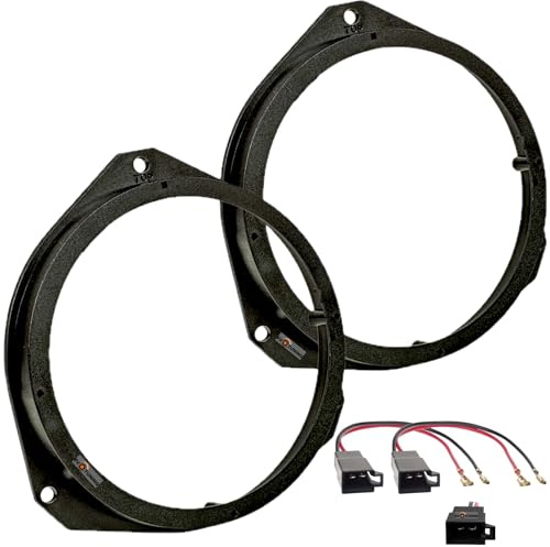 EvoTuning Kit 2 Anelli Supporti Adattatori Casse Altoparlanti 165mm + 2 Cavi Connettori Compatibile con Fiat Grande Punto, Punto Evo, Fiat 500 dal 2007, Panda III dal 2012 Installazione Anteriore