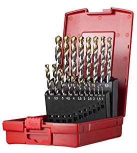 Dormer A002 Spiralbohrerkasette HSS mit Tin 1-10 mm 0,5 steigend 19 Stück in Plastik-Box A095 No.201