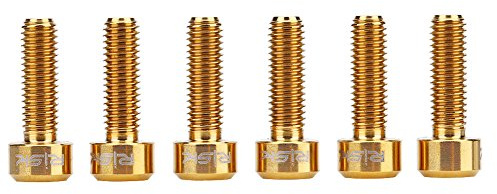 3 Farben, 6 Stück/Set M5 x 16 mm, Legierung, fester Schaft, Ersatz für Mountainbike (Gold)