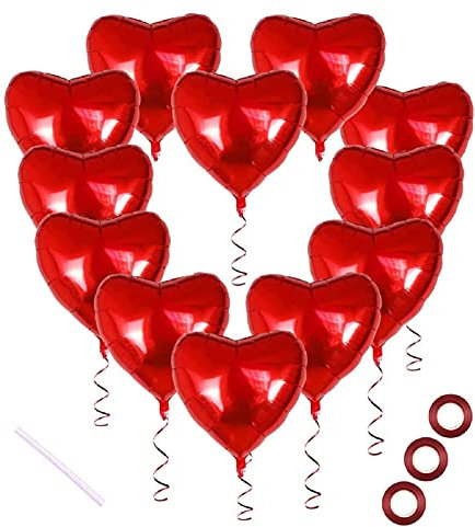 30 Palloncini a Forma di Cuore Rossi ad Elio o Aria,Palloncini Foil,per Decorazione Romantica, San Valentino, Palloncini Compleanno,Decorazioni per Matrimoni,Decorazione per Banchetti di Celebrazione
