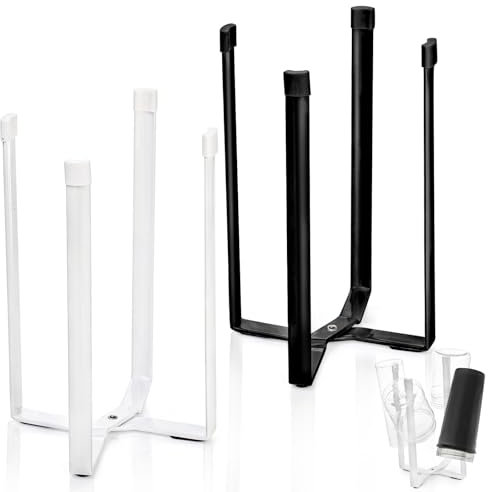 ZOOFOX 2 Pack Bottle Drying Rack, Retractable Drinking Drying Dranier for Glass Bottle Dishes Plastic Mug with Non-slip Bottom, Freezer Bag Holder Stand for Countertop (Black, White)