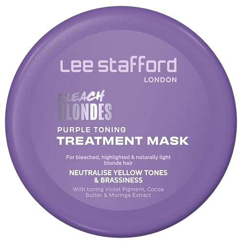 Lee Stafford Purple Toning Hair Mask | Bleach Blonde Treatment Mask - Violet Conditioning Toner Cream, Hydrating, Remove Brassy & Yellow Tones, Great for Colored, Highlighted, & Grey Hair, 200ml