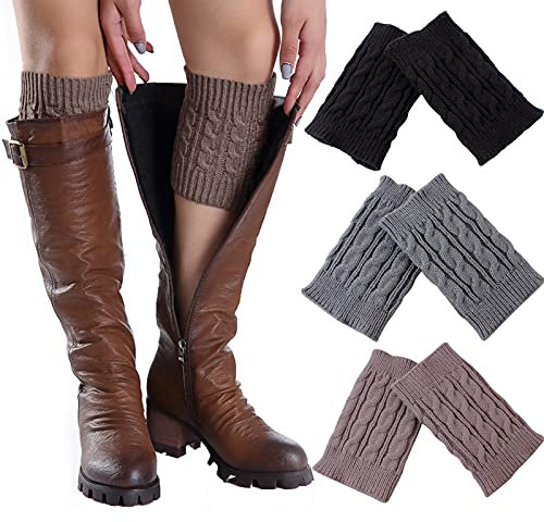 Kaizuanm 3 Paia Damen Legwarmer Winter Gestrickte Beinwärmer Themal Bein Stulpen Strick Warme Beinstulpen