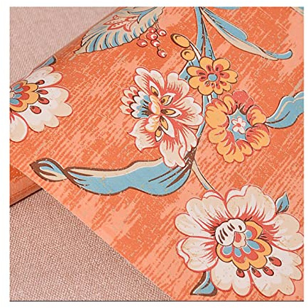 FXNFXLA Peel And Stick Wallpaper, 20.86X 118.1 Country Vintage Orange Flower Wallpaper Wall Sticker, Waterproof Contact Paper, Removable Self Adhesive Wall Paper, Non-Slip Wear-Resistant
