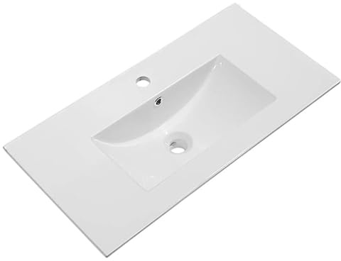 Waschbecken aus Porzellan, rechteckig, 81 cm x 46 cm, mattweißes Finish, aus Steingut