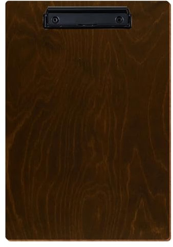 Bütic Holz Klemmbrett Standardform Eiche dunkel für DIN A3 A4 A5 A6 aus 3 mm Birkensperrholz und mit widerstandsfähigem Klarlack versiegelt