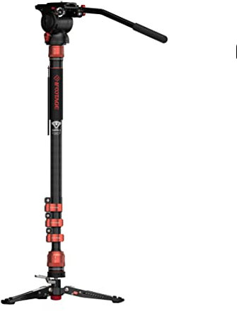 IFOOTAGE Kamera-Einbeinstativ aus Kohlefaser,Professionelles Video-Einbeinstativ mit Stativbasis,Video-Fluidkopf,Aluminium-Schwenkkopf für Spiegelreflexkameras,Cobra 3 C180F-P&Komodo K5S（Anzug）