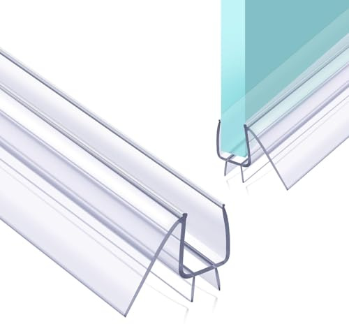 POZIA Shower Door Bottom Seal Frameless Glass Shower Door Seal Strip Clear Vinyl Durable Stop Shower Leaks and Create a Water Barrier Ultra Clear (1PACK-3/8in)