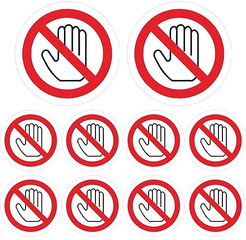 Wudaizhi 10 Stück Bitte Nicht berühren Aufkleber Selbstklebende Aufkleber Nicht berühren Schilder für Oberflächen - Erinnerungen, Hände fernzuhalten