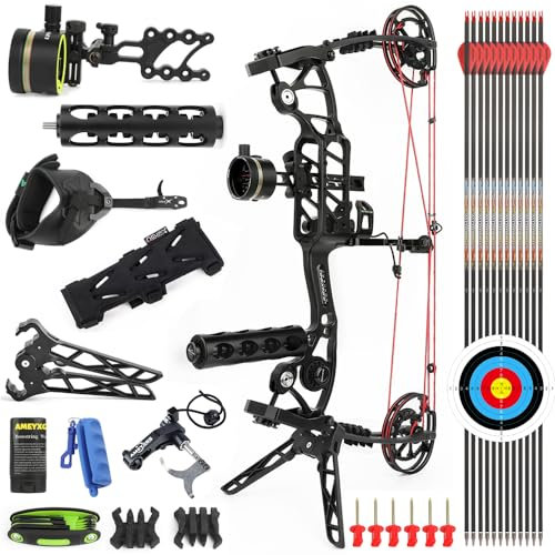 Compound Bogen Kits Dual-use für Pfeile und Stahlkugel 40-70lbs Katapult Jagdbögen Compound Bogen Set für Links/Rechts Hand (Typ 2, 23zoll)