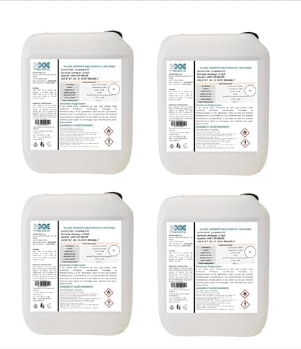 4 x 5 L isopropylalkohol 99,9 % extra ren - tillverkad i Frankrike - IPA flytande isopropanol perfekt som lösningsmedel, rengöringsmedel och avfettningsmedelEP/USP GRADE (4)